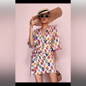 Floral print wrap dress